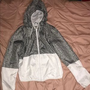 Grey and White blocked Windbreaker